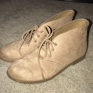 Tan lace up booties